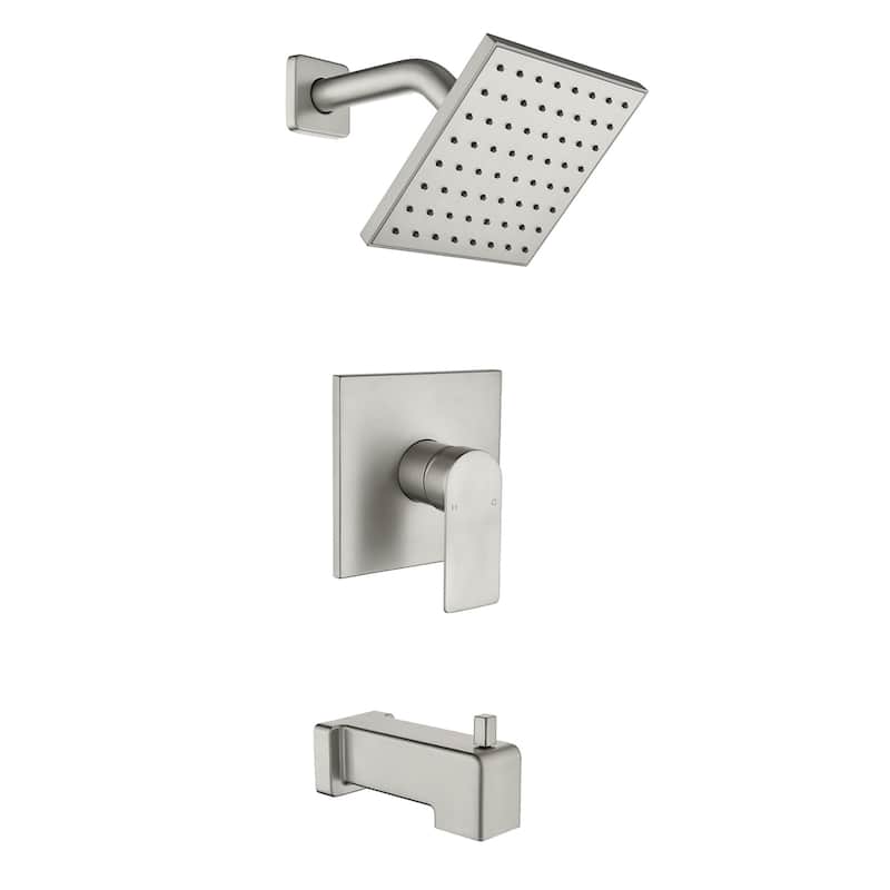 Wall Mount Tub and Shower Faucet Brushed Nickel Complete Shower System Trim Kit Wth Rough-in Valve - Brushed Nickel