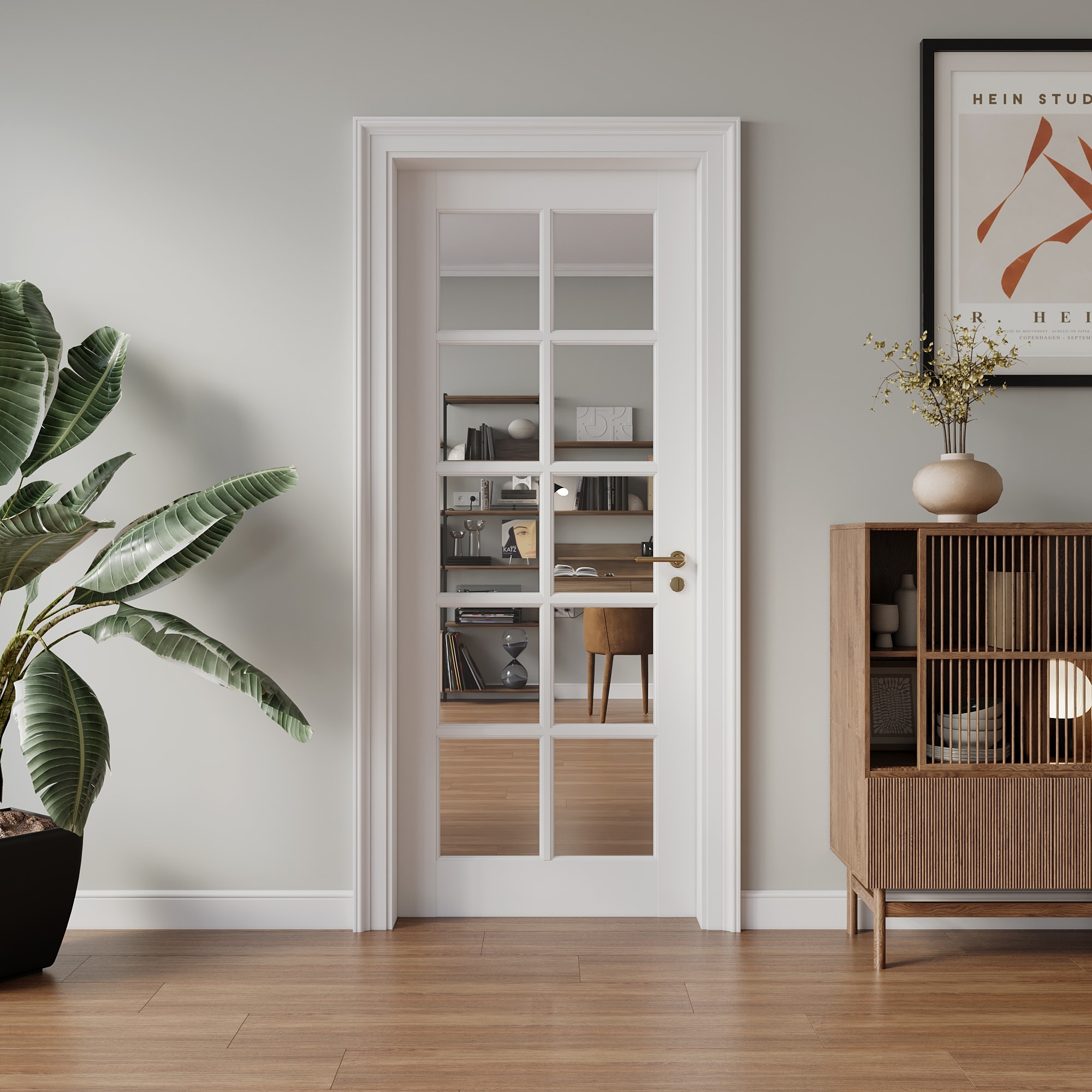 10-Lite Preassembled Clear Glass French Door for Closet Pantry Bedroom Livingroom Study kitchen Barn Doors-Shaker w/o Hardware