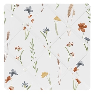 Sweet Jojo Designs Boho Floral Garden Flower Girl 13in. Fabric Memory Photo Bulletin Board Watercolor Bohemian Farmhouse Vintage