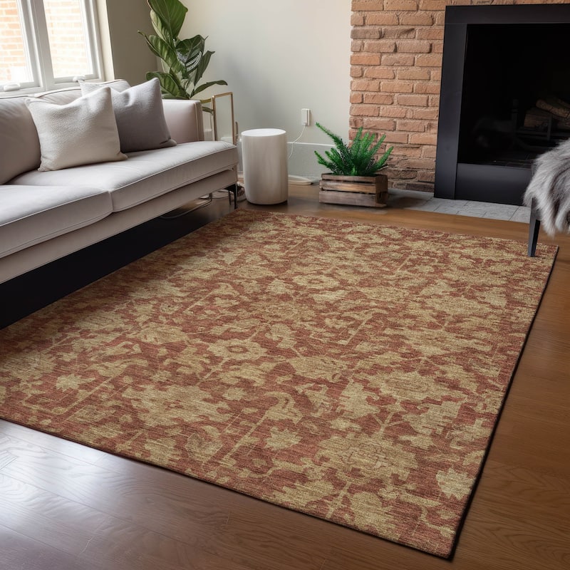 Machine Washable Indoor/ Outdoor Casual Traditional Chantille Rug