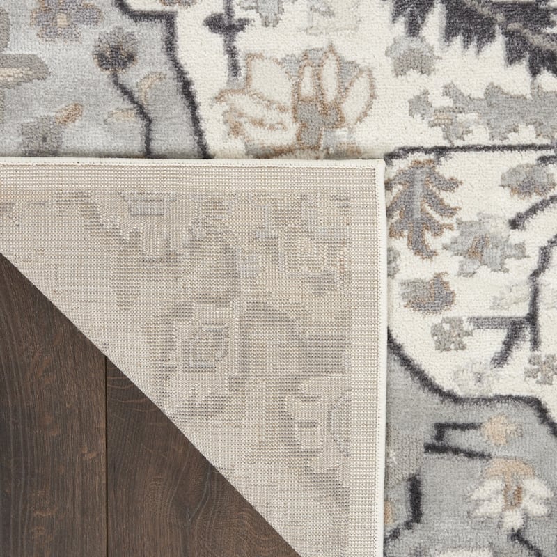 Dufel Power Loomed Abstract Floral Non Skid Stain Resistant Low Pile Area Rug By HomeRoots - 90' X '27' X '0.25