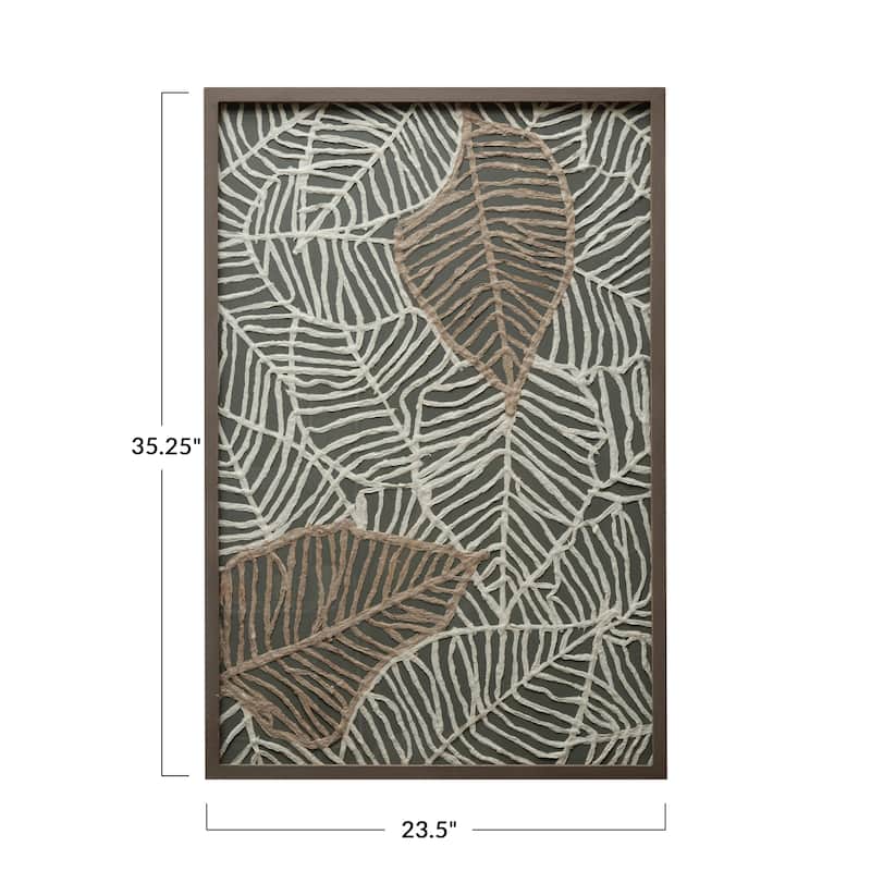 Wood Framed Mixed Material Botanical Wall Art with Glass Cover
