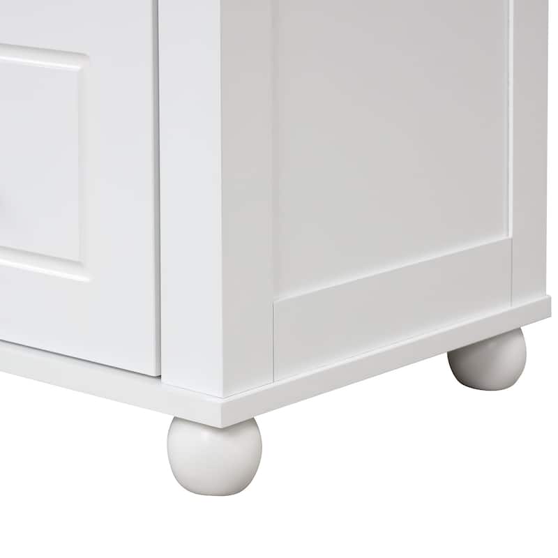 61" Tall Wood 1-door Bathroom Cabinet with Drawers and Adjustable Shelves