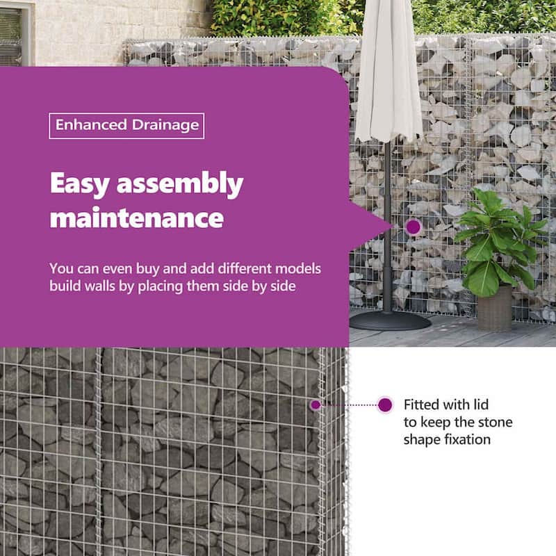 vidaXL Gabion Basket, Galvanized Steel