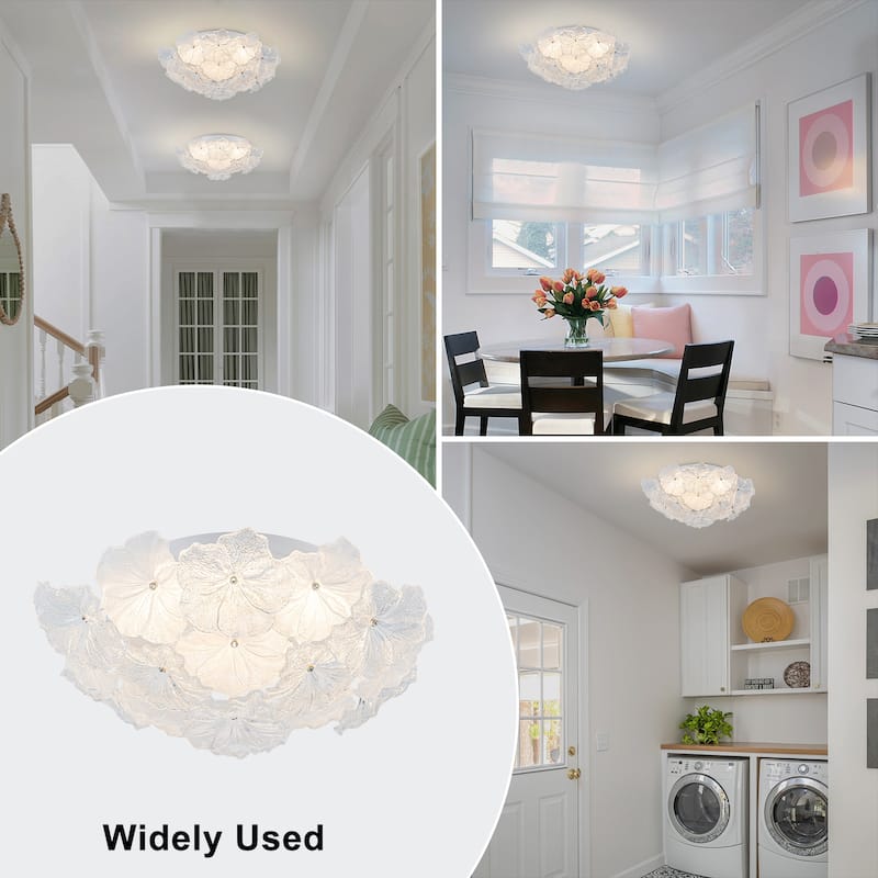 LED Flush Mount Ceiling Light with Clear and Frosted Glass Petal Design