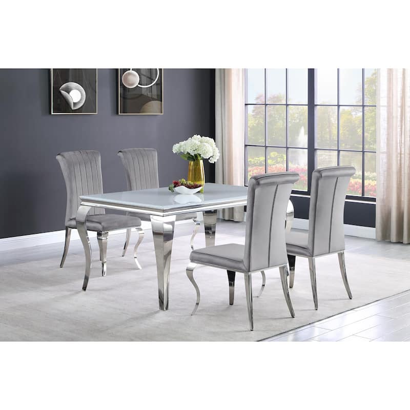 Upholstered Side Chairs with Metal Legs(Set of 4)