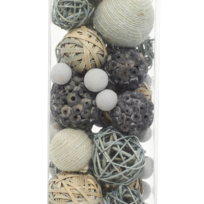 Dried Plant Handmade Orbs & Vase Filler with Varying Designs - Set of 3 Gray - Roche River Decor