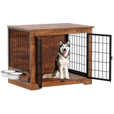 Dog Crate Furniture, Indoor Dog Crate with Rotating Feeder - N/A