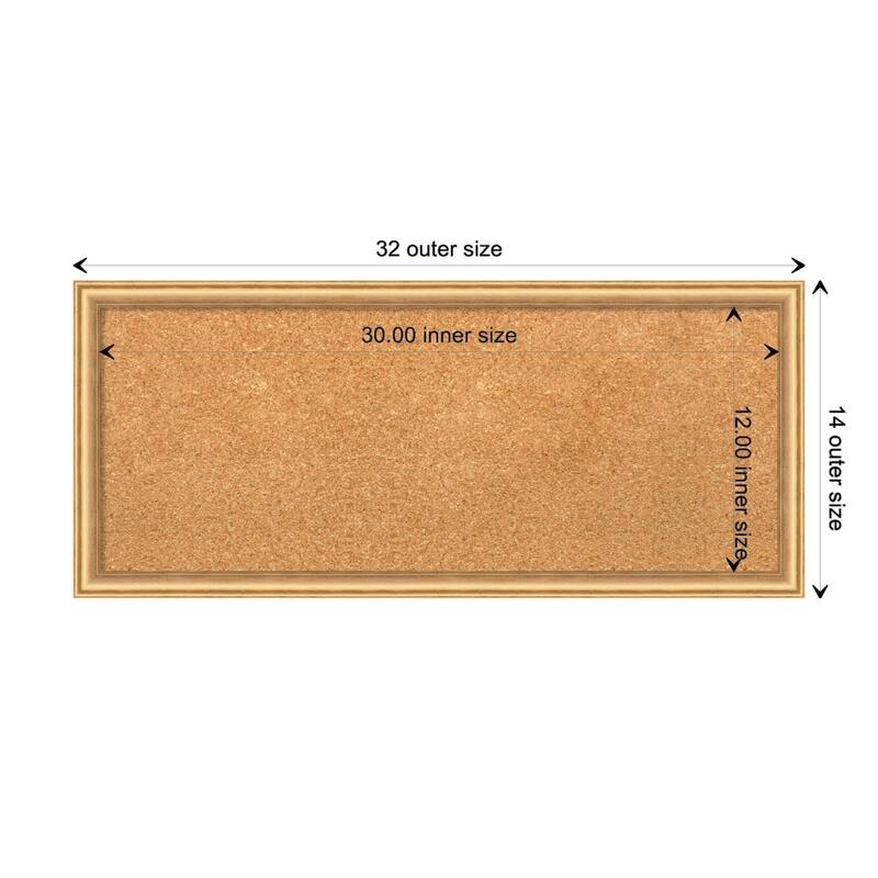 Salon Scoop Wood Framed Natural Corkboard Bulletin Board - Salon Scoop Gold - Board Size 30x12