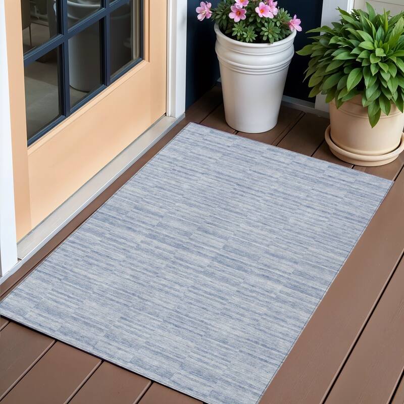 HomeRoots Striped Transitional Rectangle Outdoor Rug - 3' x 5'