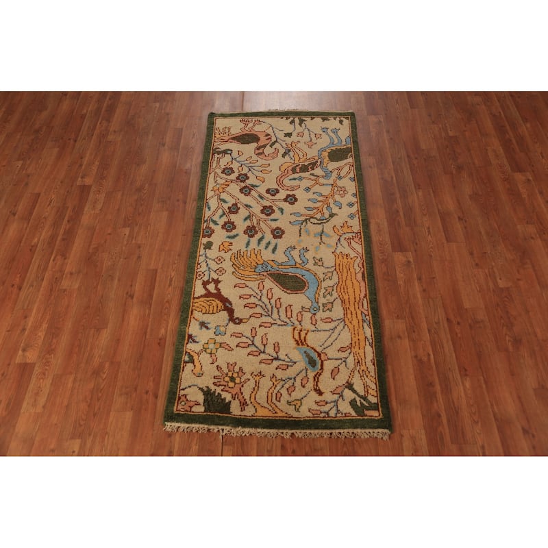 Animals Design Ziegler Indian Foyer Rug Hand-Knotted Wool Carpet - 2'8"x 6'0"