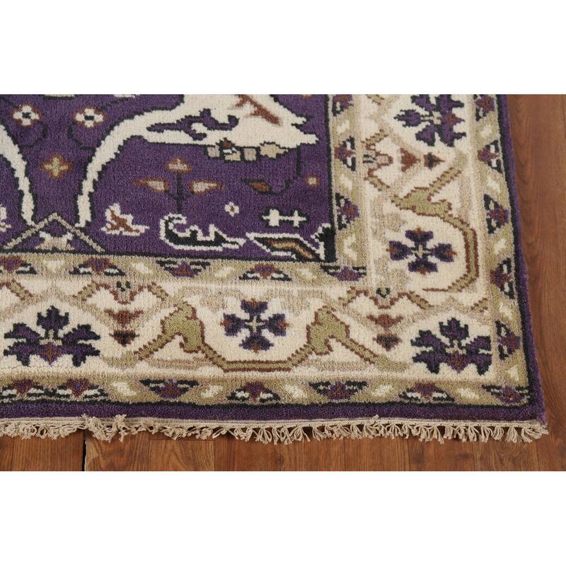 Hand Knotted Oriental 100% Wool Carpet Transitional All-Over Purples Oushak Area Rug - 6' 0'' X 4' 2''