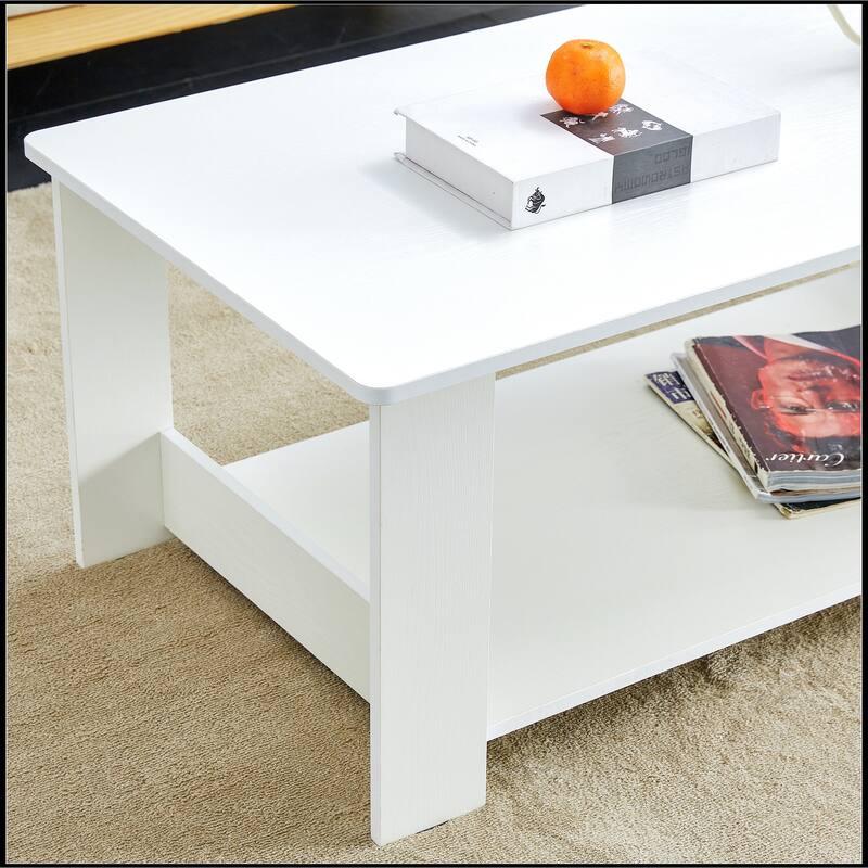 White MDF Double Layered Coffee Table