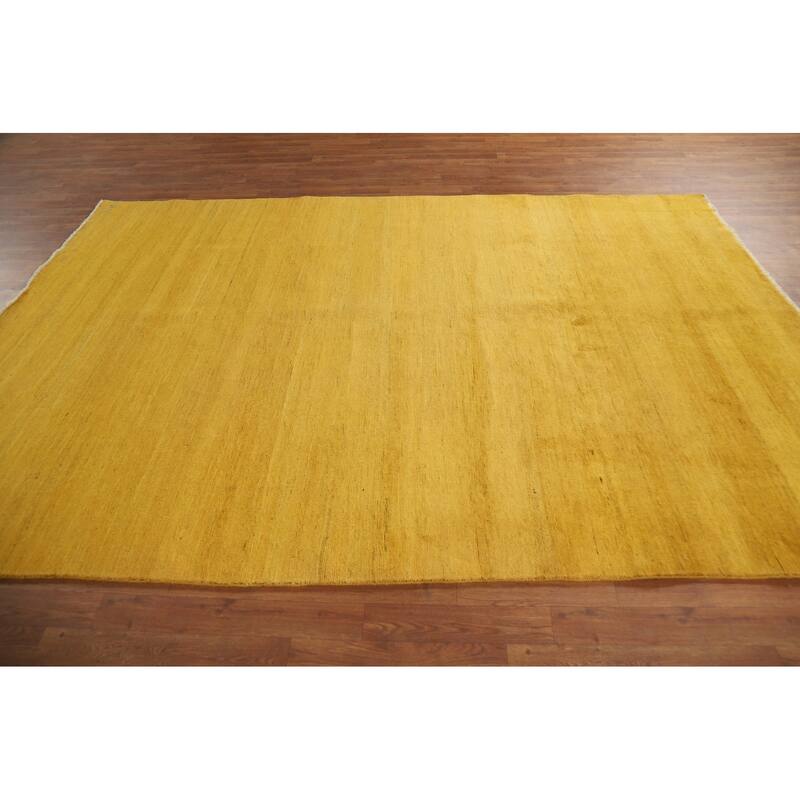Modern Yellow Gabbeh Oriental Area Rug Tribal Hand-Knotted Wool Carpet - 6'6" x 9'6"