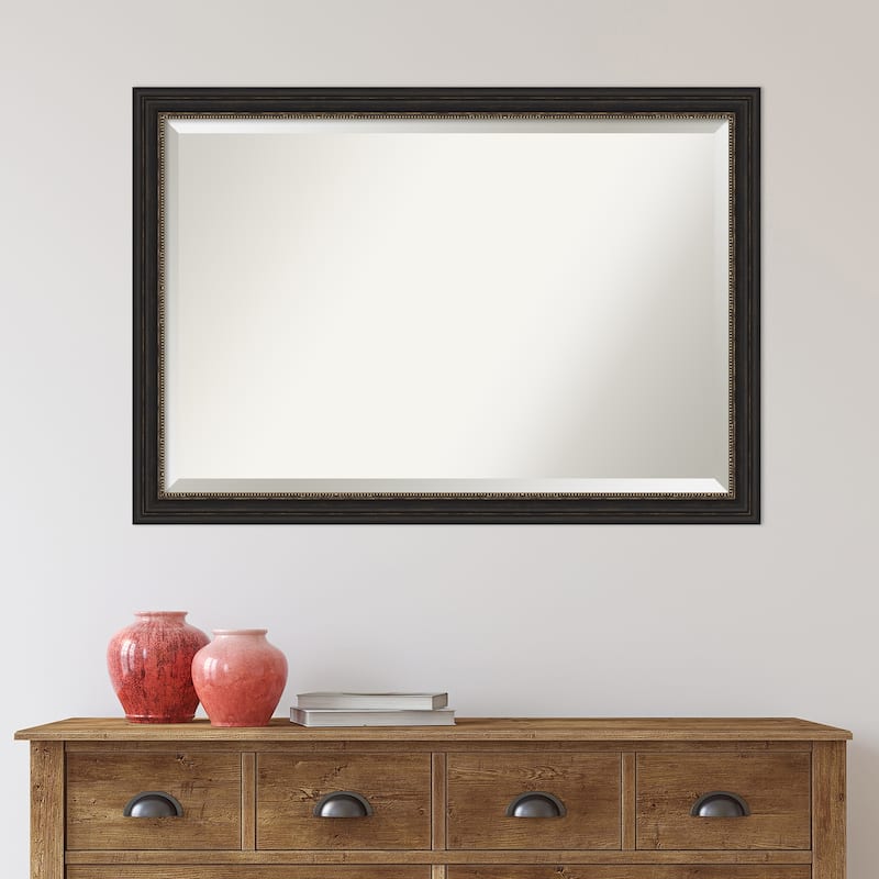 Beveled Bathroom Wall Mirror - Accent Bronze Narrow Frame
