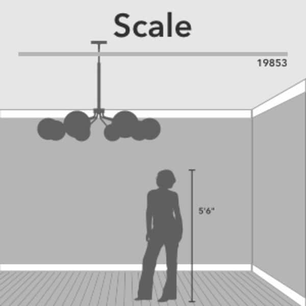dimension image slide 7 of 9, Hunter Hepburn Chandelier - Dining Room, Entry - Retro/Minimalistic, Sputnik