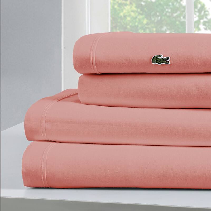 Lacoste Percale Cotton Solid Sheet Set