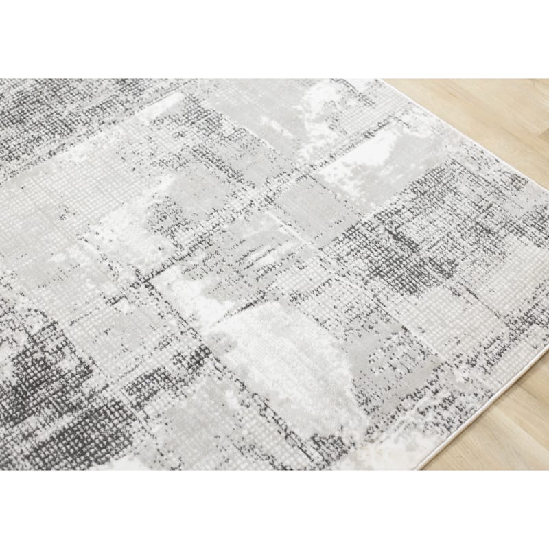 Alpine Rug Co. Washable White/Grey Abstract Area Rug