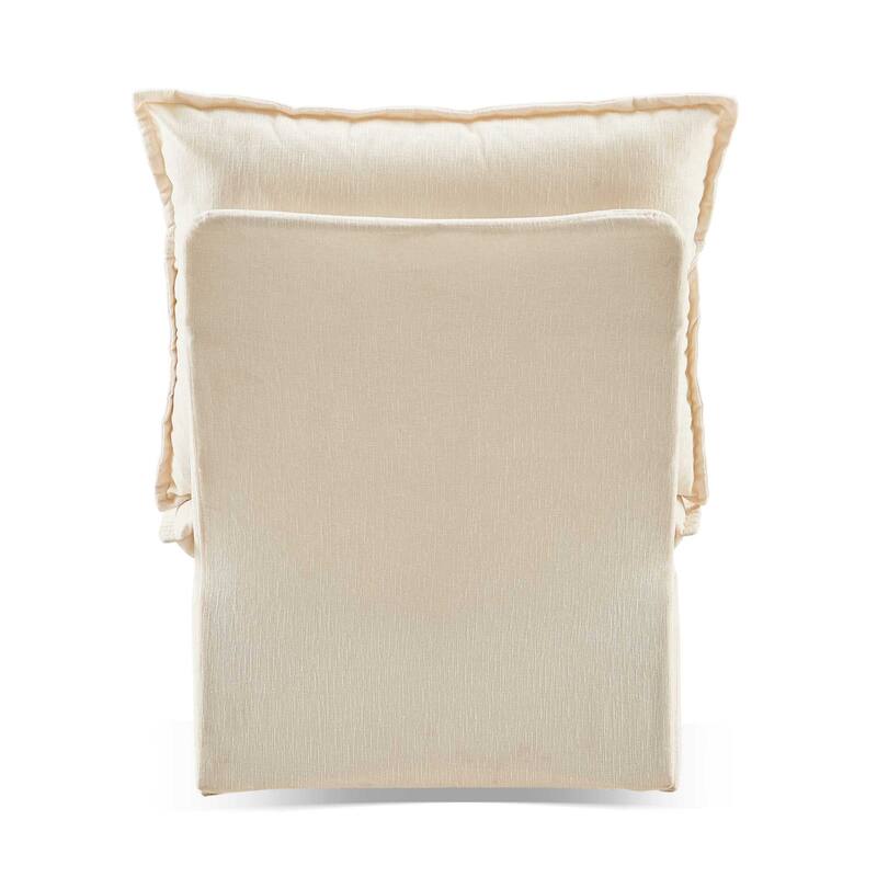 Off White 28.74" Chenille Upholstered 360° Swivel Rocking Chair