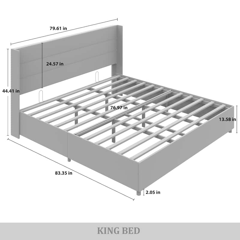 CraftPorch Modern Wingback Platform Lift Up Storage Bed