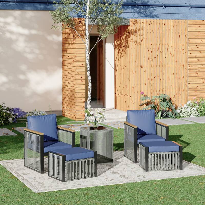 EROMMY Outdoor Patio Furniture Sets - 5/6/7 Piece All-Weather Conversation Sets withTable & Ottoman, Sectional Sofa & Chairs.