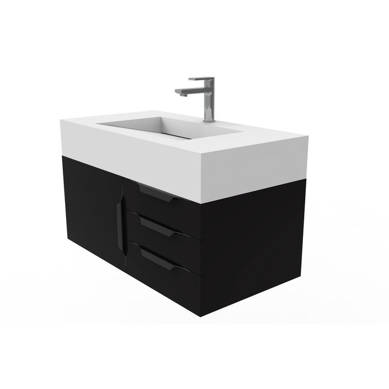 Nile 36-Inch Wall Mounted Bathroom Vanity Set w/ White Top
