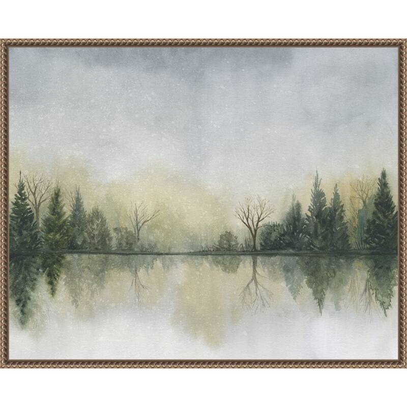 Hazy Cove II by Grace Popp (28 x 23 in.), Framed Canvas Wall Art Print - Sylvie Beaded Dark Gold