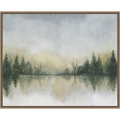 Hazy Cove II by Grace Popp (28 x 23 in.), Framed Canvas Wall Art Print - Sylvie Beaded Dark Gold