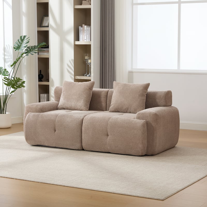 73.2"W Modern Upholstered Loveseat Sofa with 2 Pillows,Fluffy Compressed Sofa, No assembly required