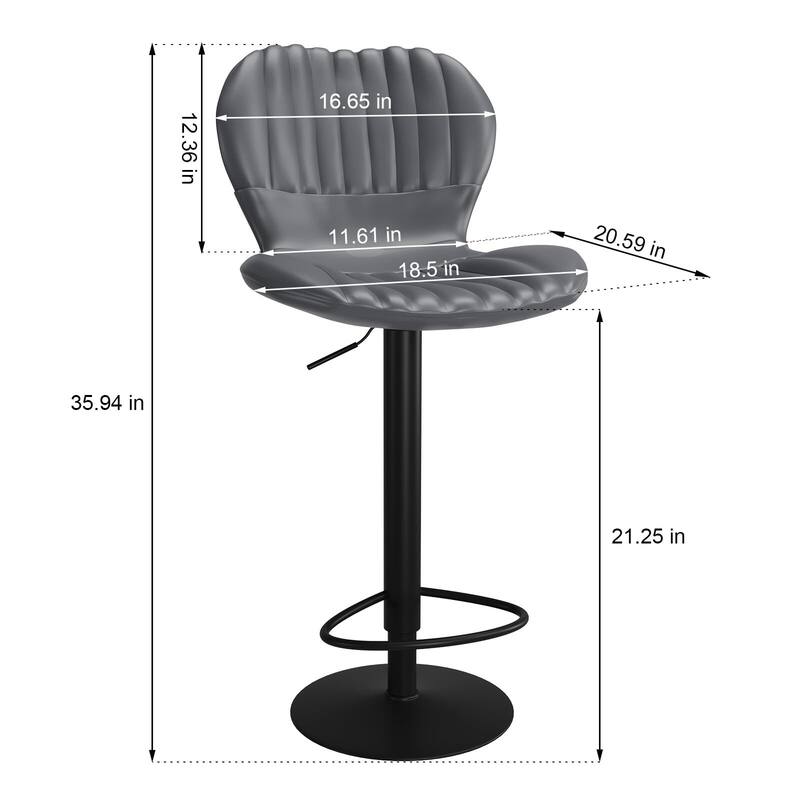 Swivel Barstools, Kitchen Counter Height Bar Chairs with Armrest and Back for Bar