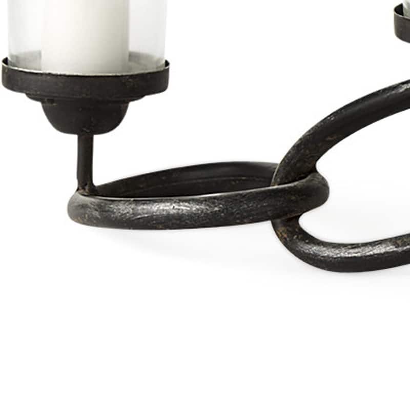 5" Black Distressed Abstract Metal Tabletop Votive Candle Holder