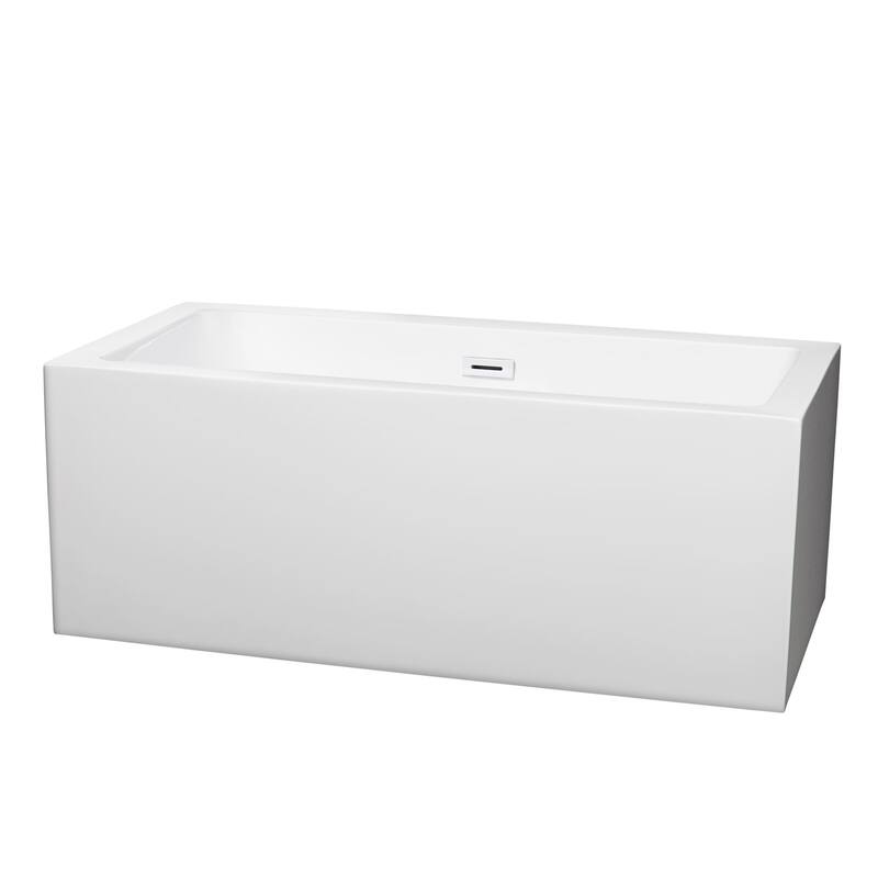 Wyndham Collection Melody 60" Free Standing Acrylic Soaking Tub with - White / Shiny White Trim
