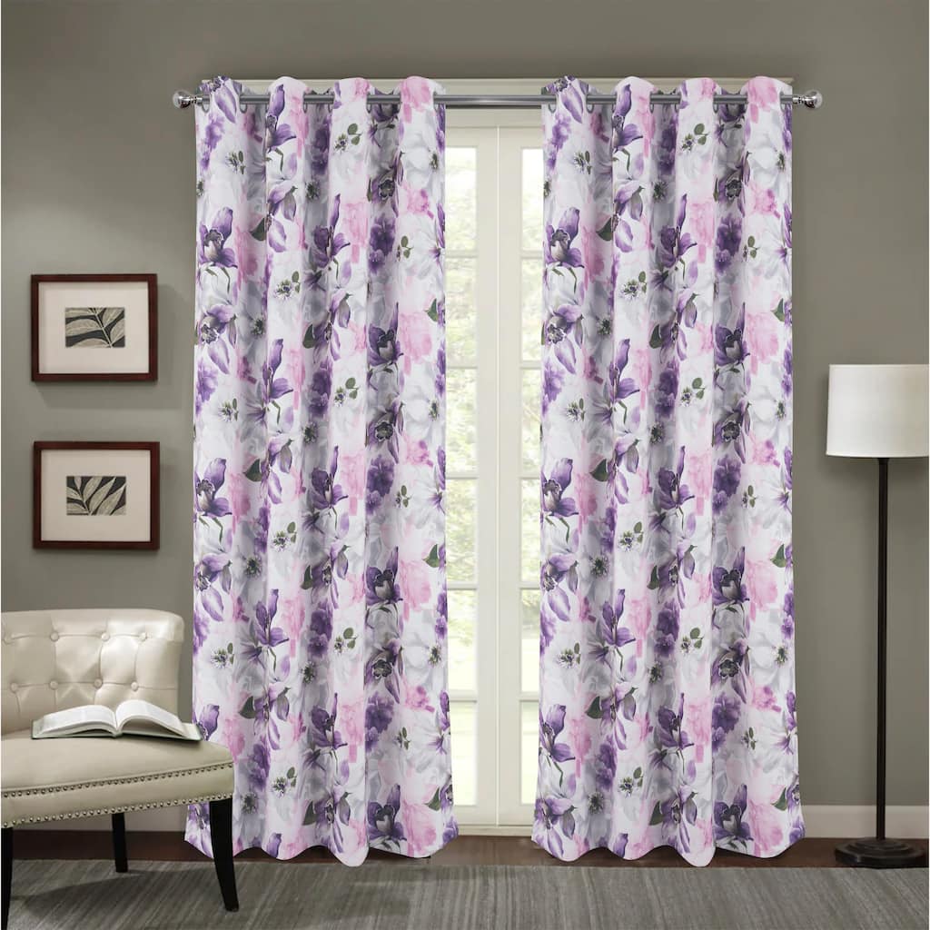 Eden Floral Blackout Window Curtain Panel Set with Grommets