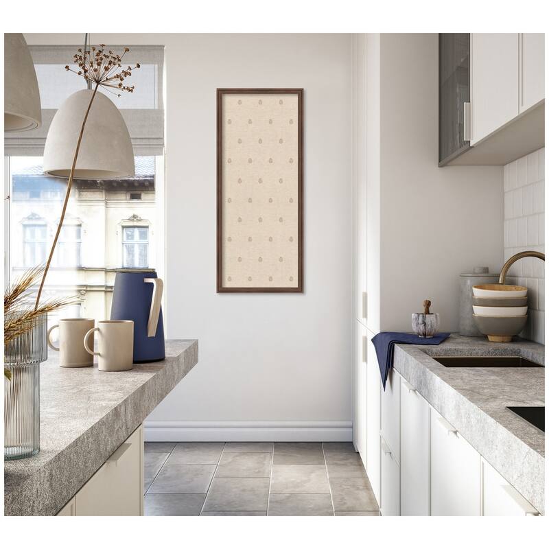 Kate and Laurel Pinboard Beige Botanical Block Print