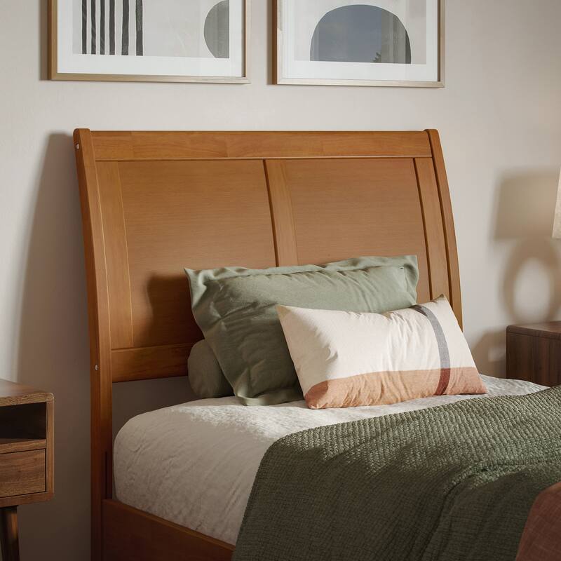 Valencia Solid Wood Low Profile Sleigh Platform Bed