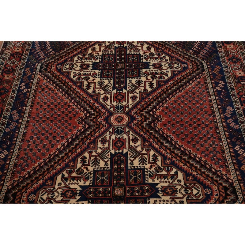 Hand Knotted Oriental 100% Wool Carpet Traditional Tribal Beige & Ivories Afshar Area Rug - 6' 4'' X 4' 10''