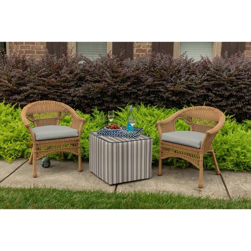 Sunbrella Solid Fabric 1-Piece Indoor/Outdoor Wicker Seat Pad Cushion, 19.5"W x 19.5"L