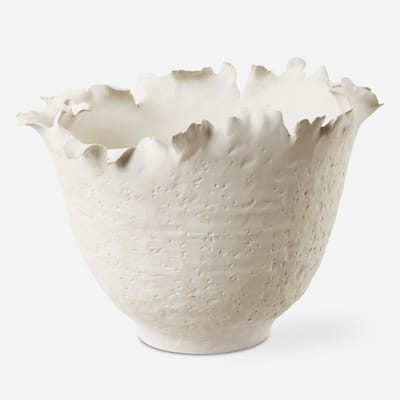 Uttermost Blossom Tall Off-white Bowl - 4.5'' H X 16.75'' W X 12'' D