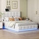preview thumbnail 8 of 16, Tufted Upholstered Platform Bed with Hydraulic Storage System,Queen Size PU Storage Bed with LED Lights and USB charger White