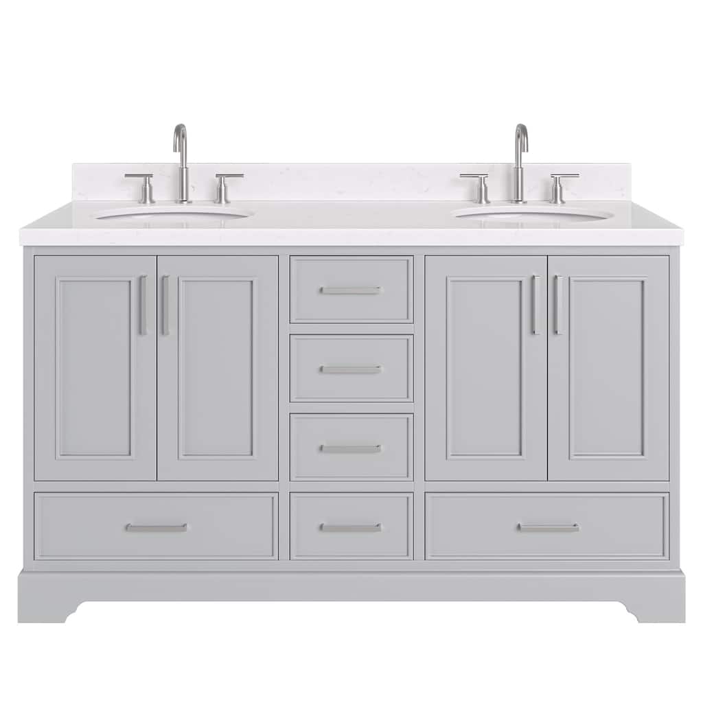 Ariel M060DCQOVO Stafford 60" Free Standing Double Basin Vanity Set