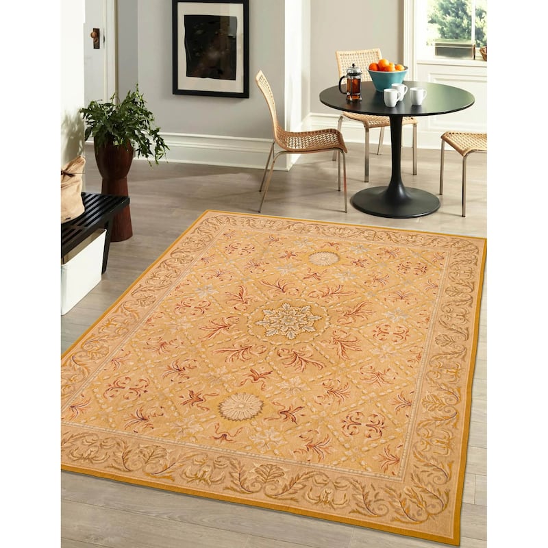 ECARPETGALLERY Flat-Weave Dynasty Beige, Tan Wool Tapestry Kilim - 7'7 x 9'6