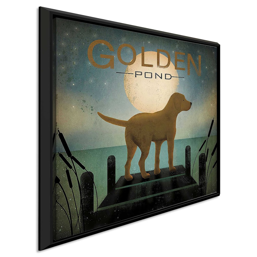 "Moonrise Yellow Dog Golden Pond" Print on Floating Canvas