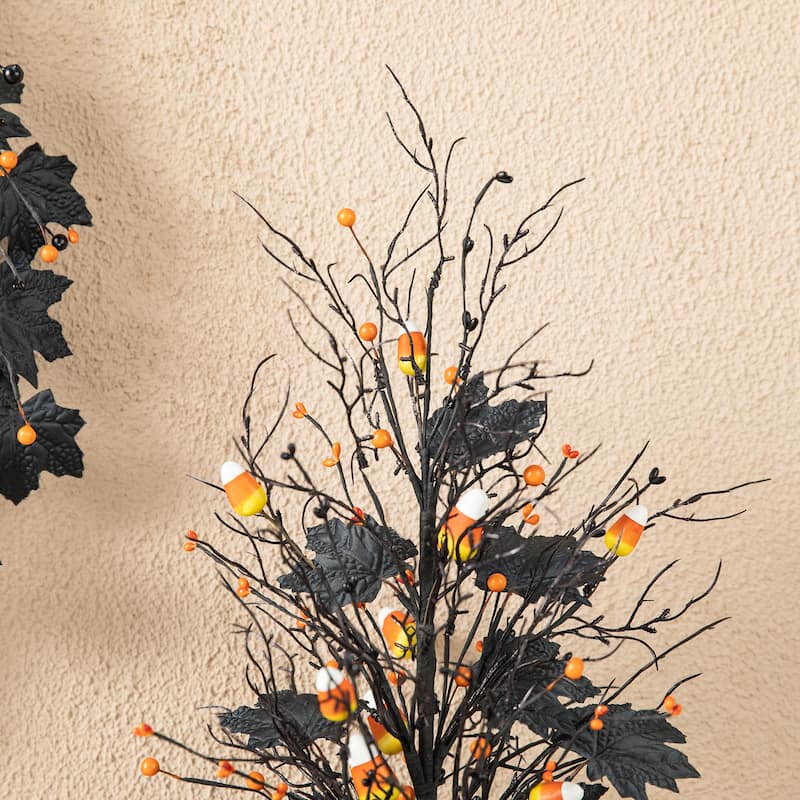 Glitzhome LED Lighted Halloween Candy Corn Berries Bats Table Tree