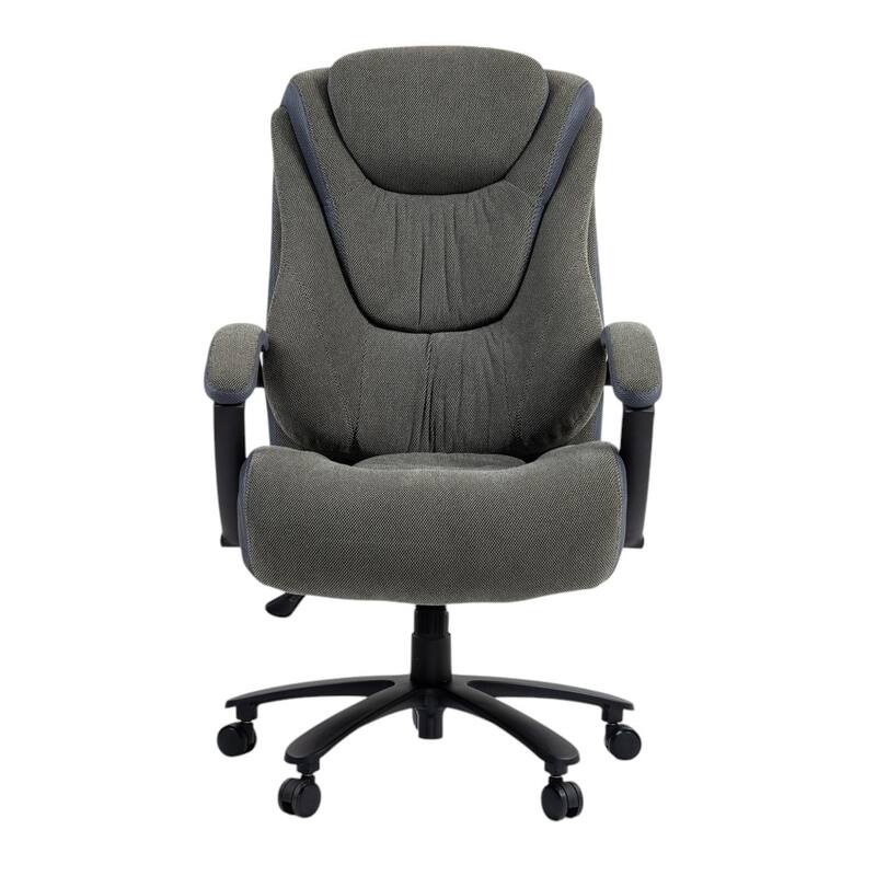 Set of Two Gray and Black Adjustable Height Swivel Rolling Executive Office Chairs