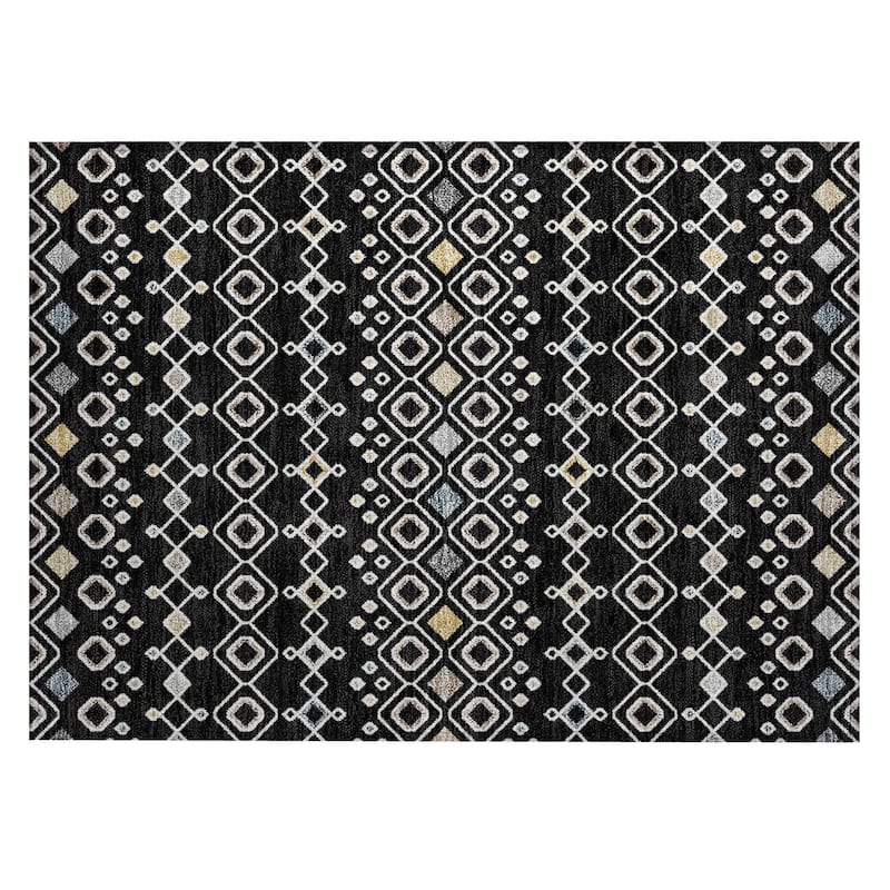 Machine Washable Indoor/ Outdoor Global Contempory Chantille Rug