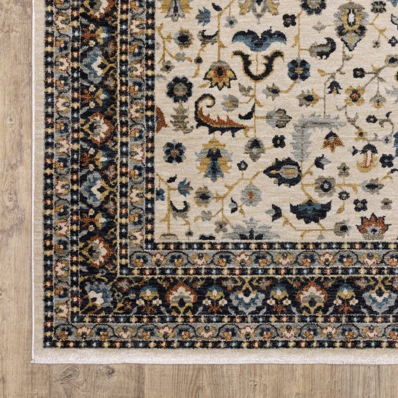 Esme Traditional Floral Border Area Rug