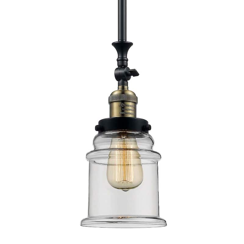 Innovations Lighting Canton 7" Wide Mini Pendant - Black / Antique Brass / Clear