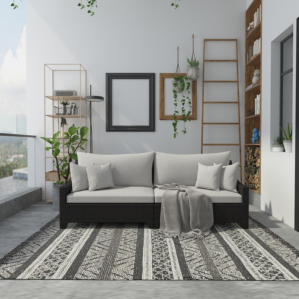 Amarantosamarantos 2 Piece Outdoor Sofa Patio Furniture Set Wicker Sofa Conversation Set Deep Seating Black Dailymail