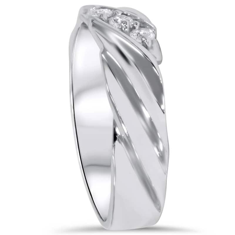 Three Stone Diamond White Gold Wedding Ring
