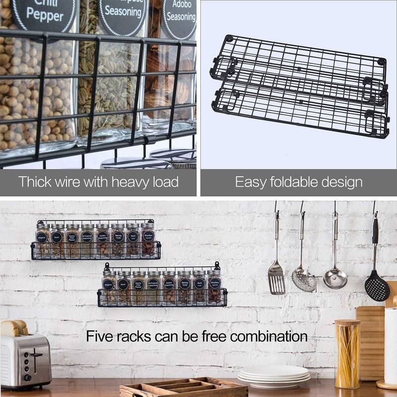 Spice Rack Organizer, 5-Tier Wall Spice Rack - 2.55"D x 17"W x 29"H